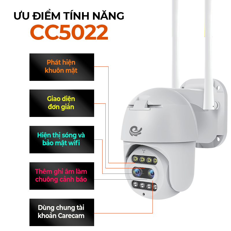 Camera Carecam Pro CC5022 Xoay Ngoài Trời 2.0Mpx FullHD 1080P, Hỗ Trợ Zoom  Tới 10X - Hàng Chính Hãng | Home Shopping | Tiki