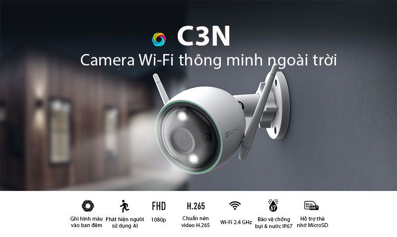 Camera Wifi Ezviz C3N 1080P (Full Color – Có màu ban đêm) chính hãng |  ducchinhpc
