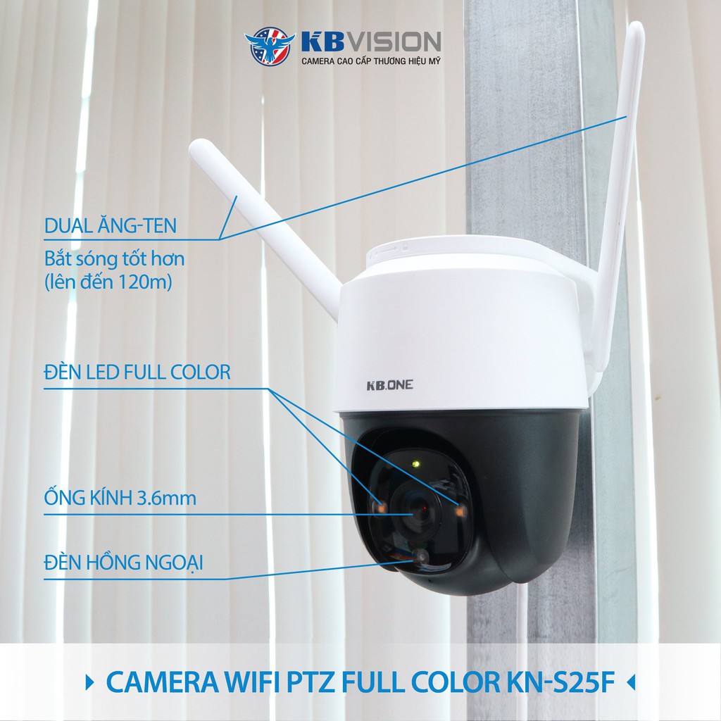 Camera Wifi ngoài trời KBONE KN-S25F chính hãng | Viethansecurity